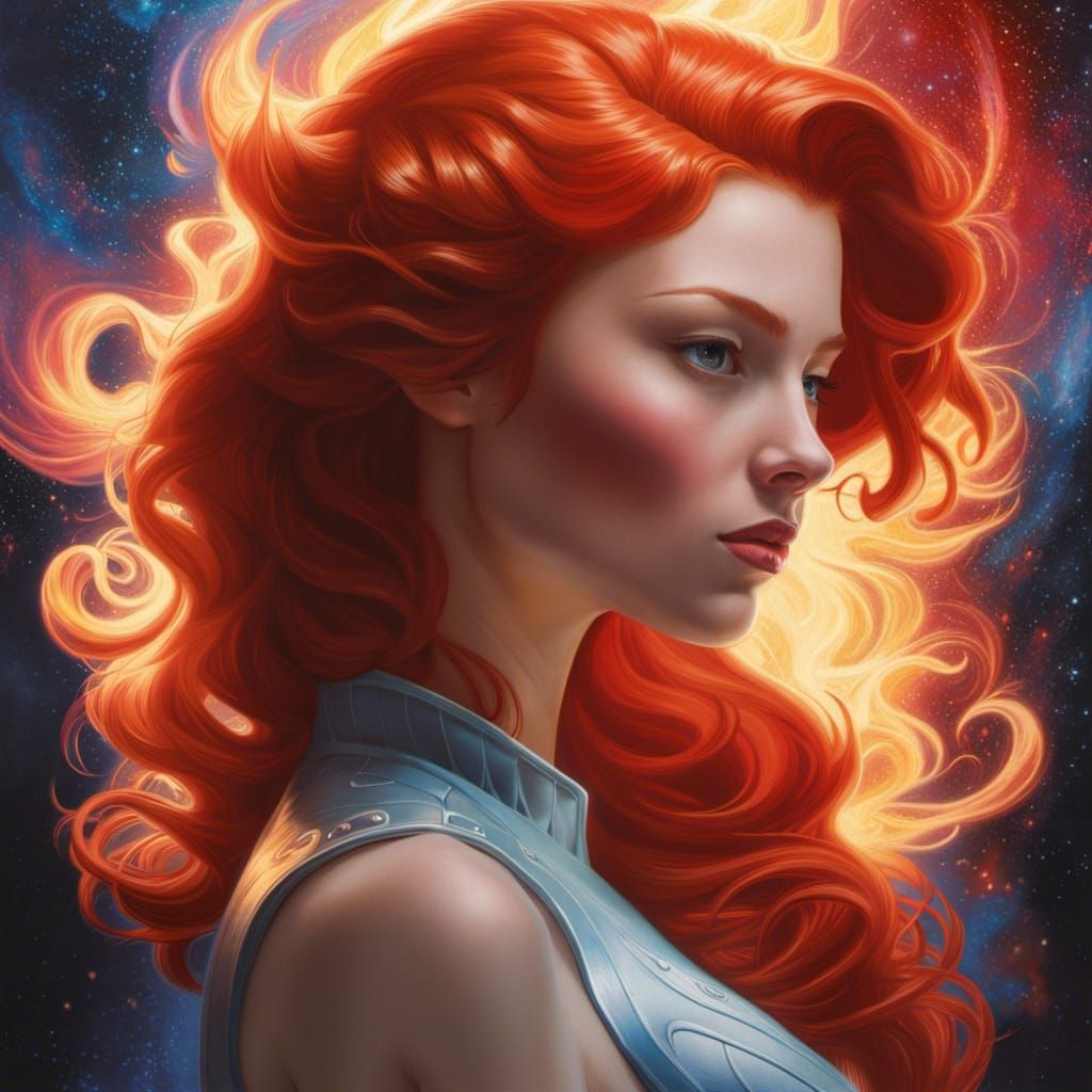 Redhead Points the Way in Cosmic Flames