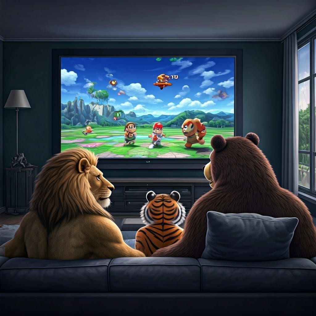 Lion, Tiger, and Bear Play Super Smash Bros.
