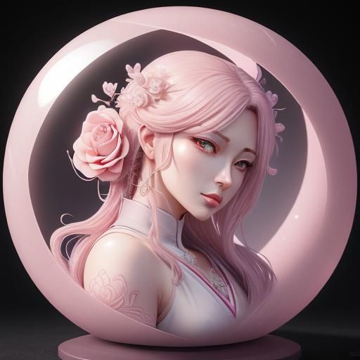 Rose Quartz Meditation Stone in Anime Style