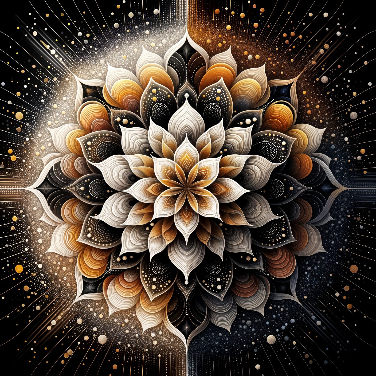 Radiant Tree of Life and Mandala Flower Digital Art