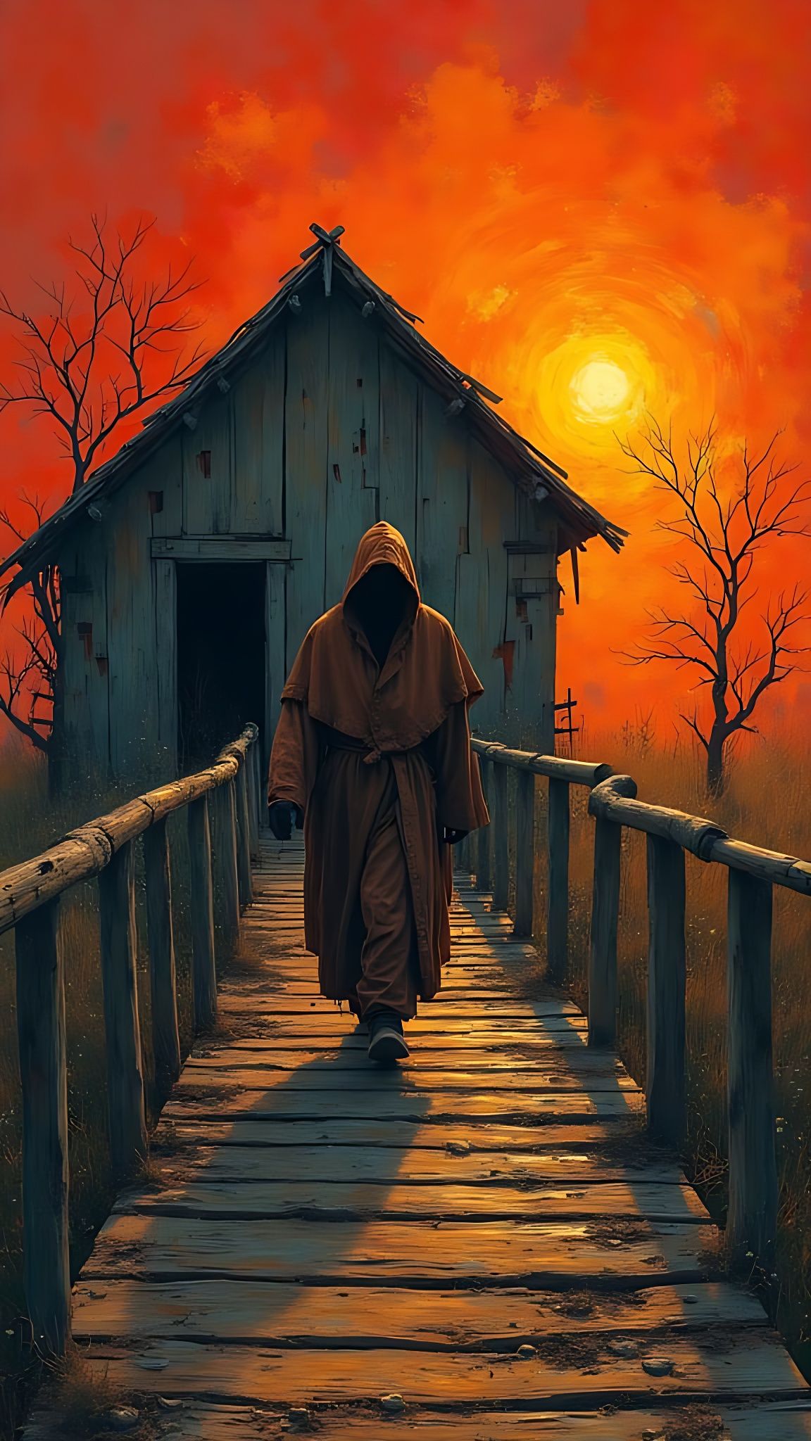 Gothic Sunset Shanty on Bridge