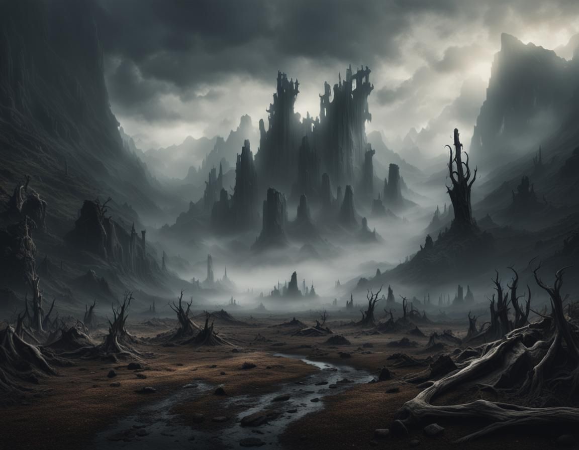 Epic Dark Valley with Giant Bones