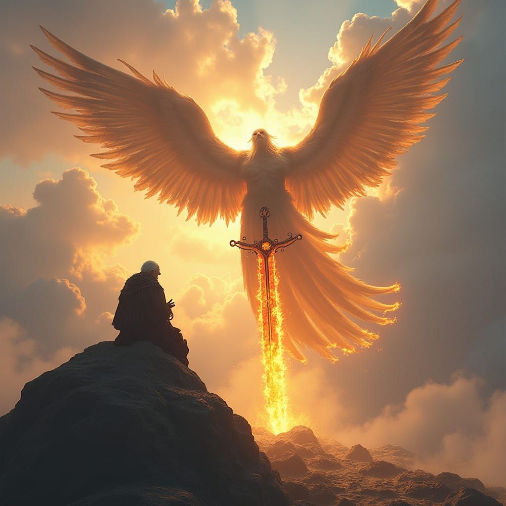 War Angel Bestows Ancient Power on Elderly Sage in Fantastic...