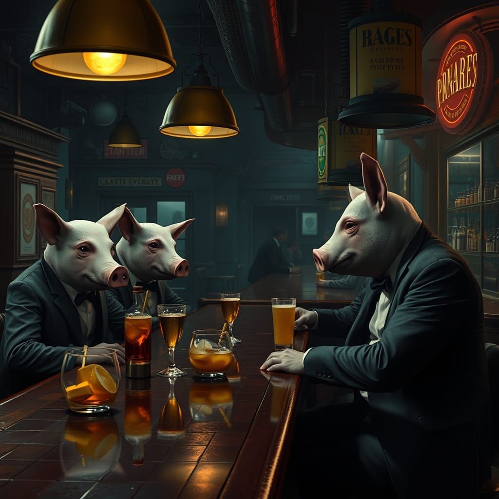 Melancholy Men in a Night Café