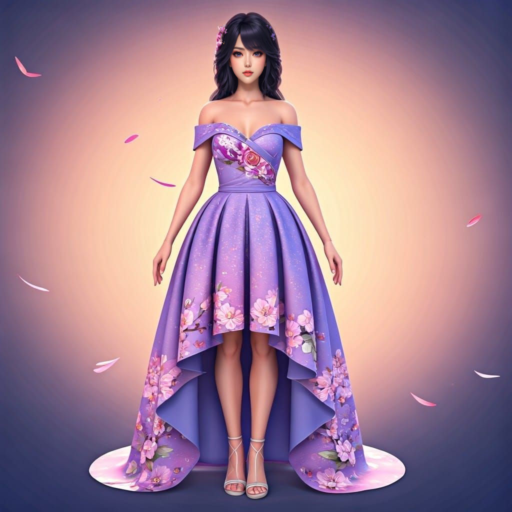 Lavender Elegance in Anime-Inspired 3D Art