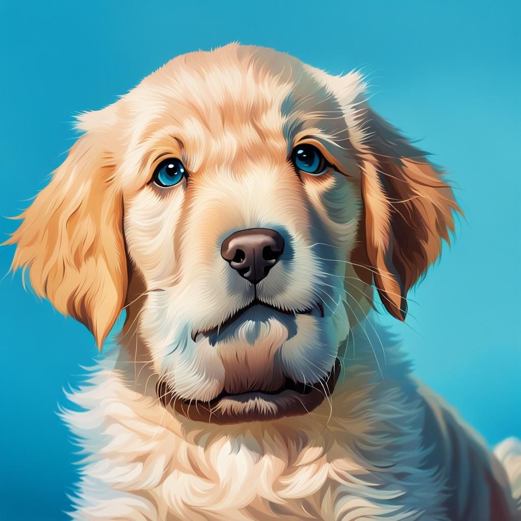 Cute Golden Retriever Puppy in Manga Style