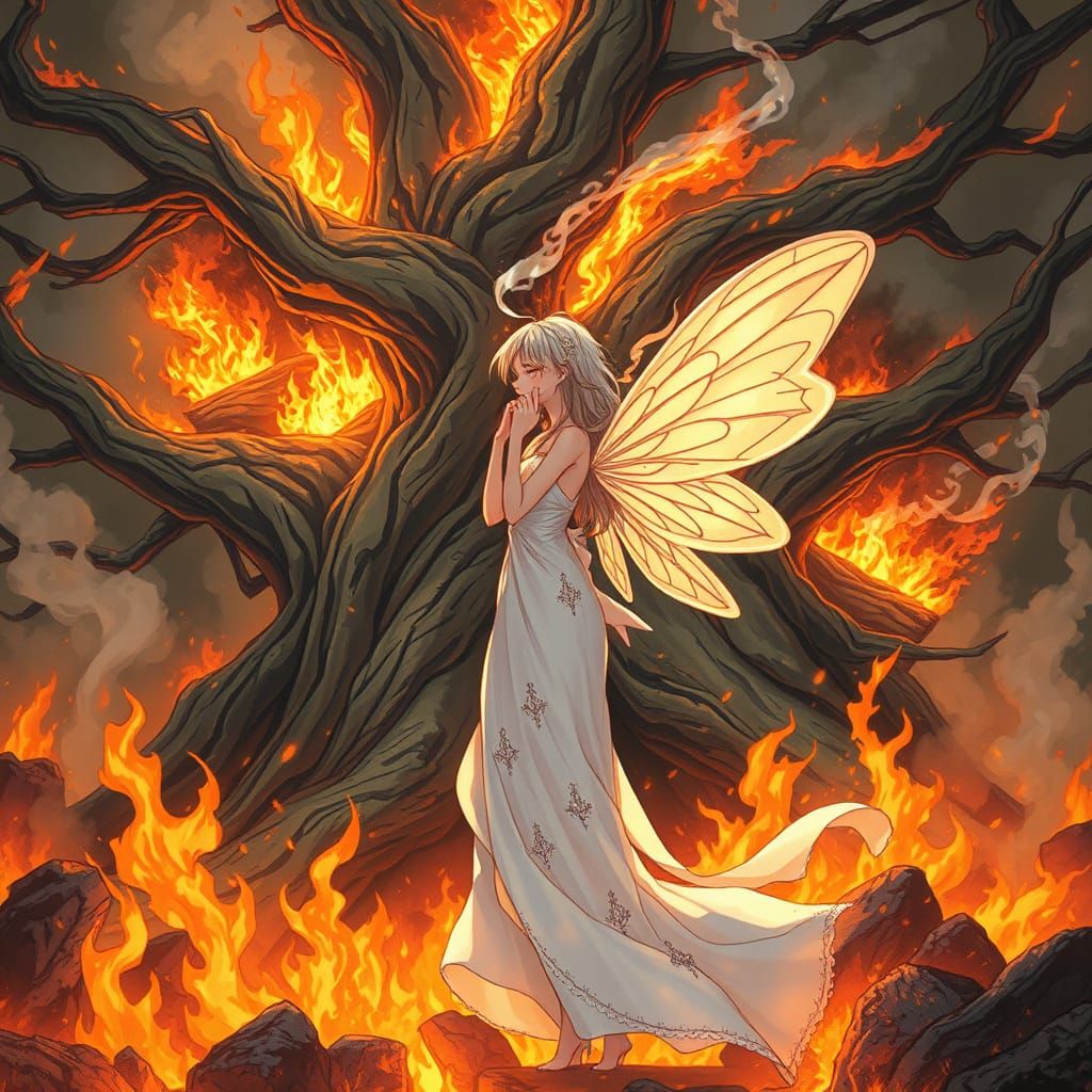 Tragic Anime Fairy Loses Home to Devastating Flames