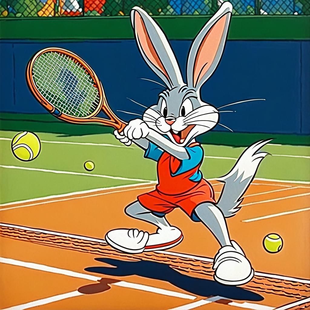 Bugs bunny playing tennis