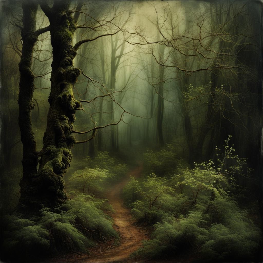 Eldritch Forest in Mixed Media Style