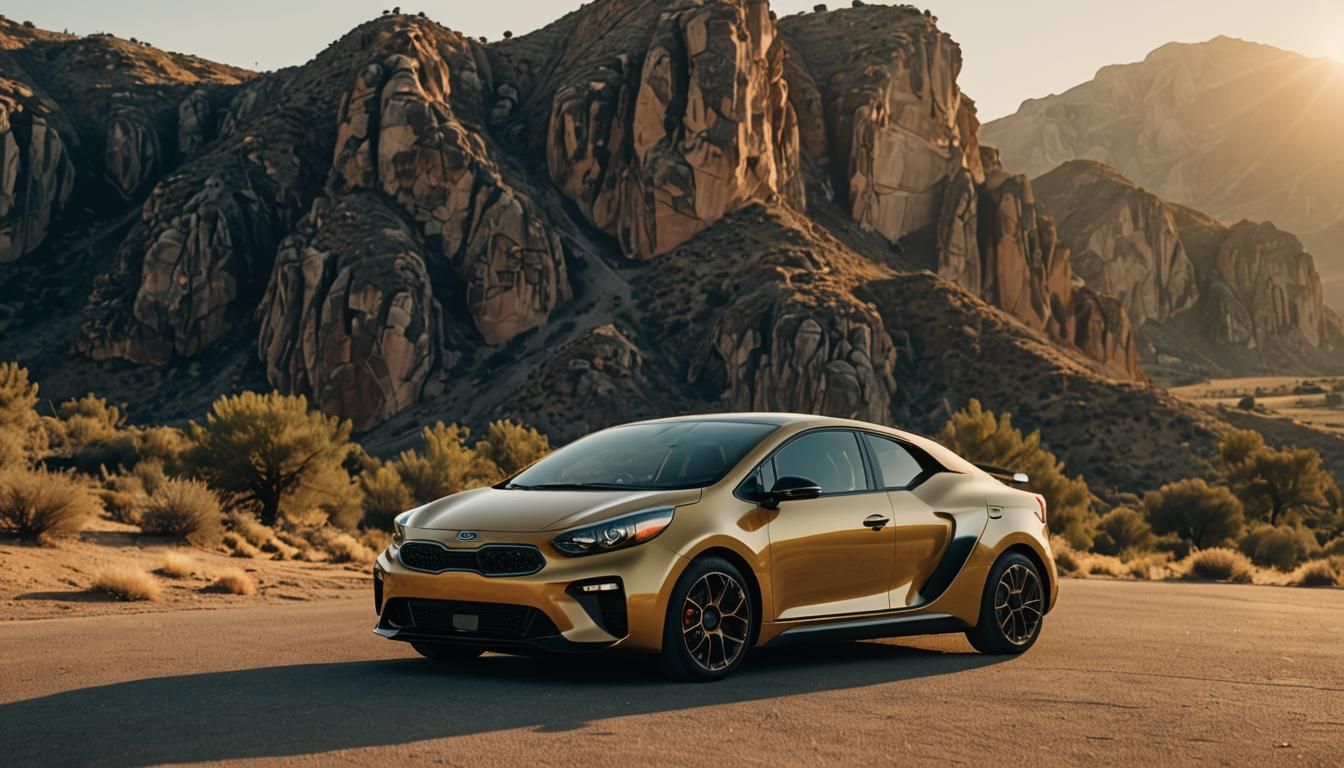 Futuristic Hybrid Car in Cinematic Golden Hour