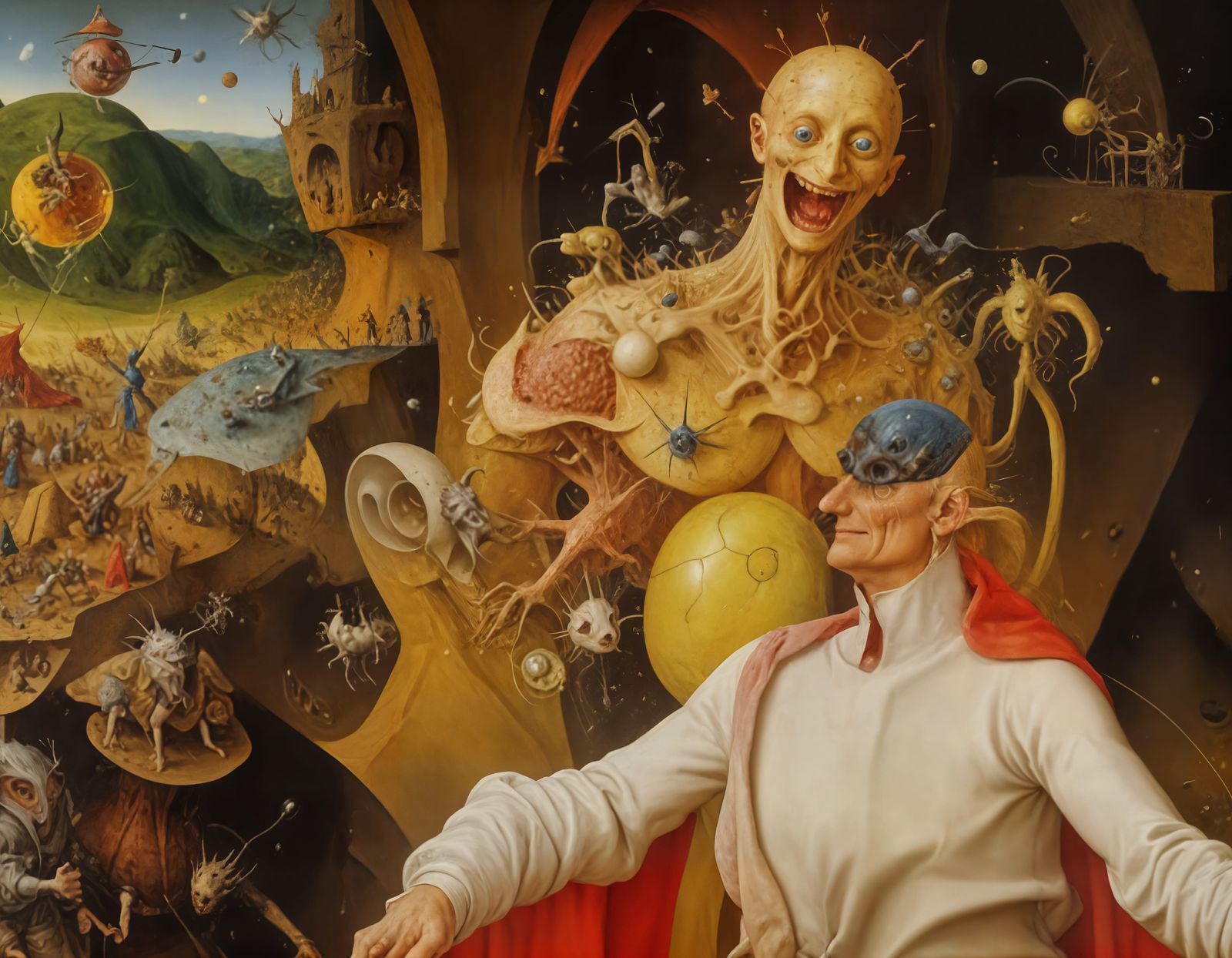 Smug, aloof - Captain of Industry - above the fray...