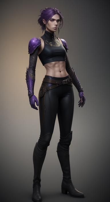 Athletic Woman in Leather Boots: Detailed Digital Art