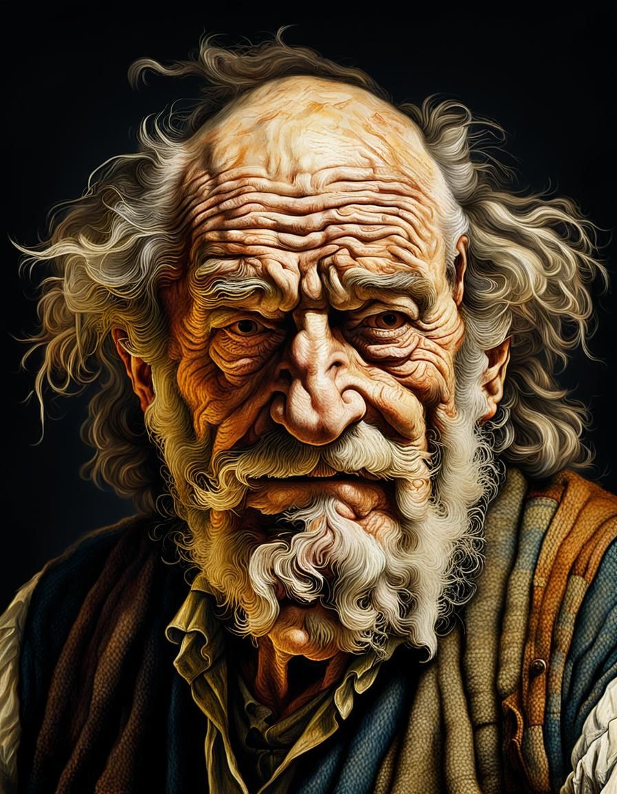 Drunken Old Man at Oktoberfest in Rembrandt Style