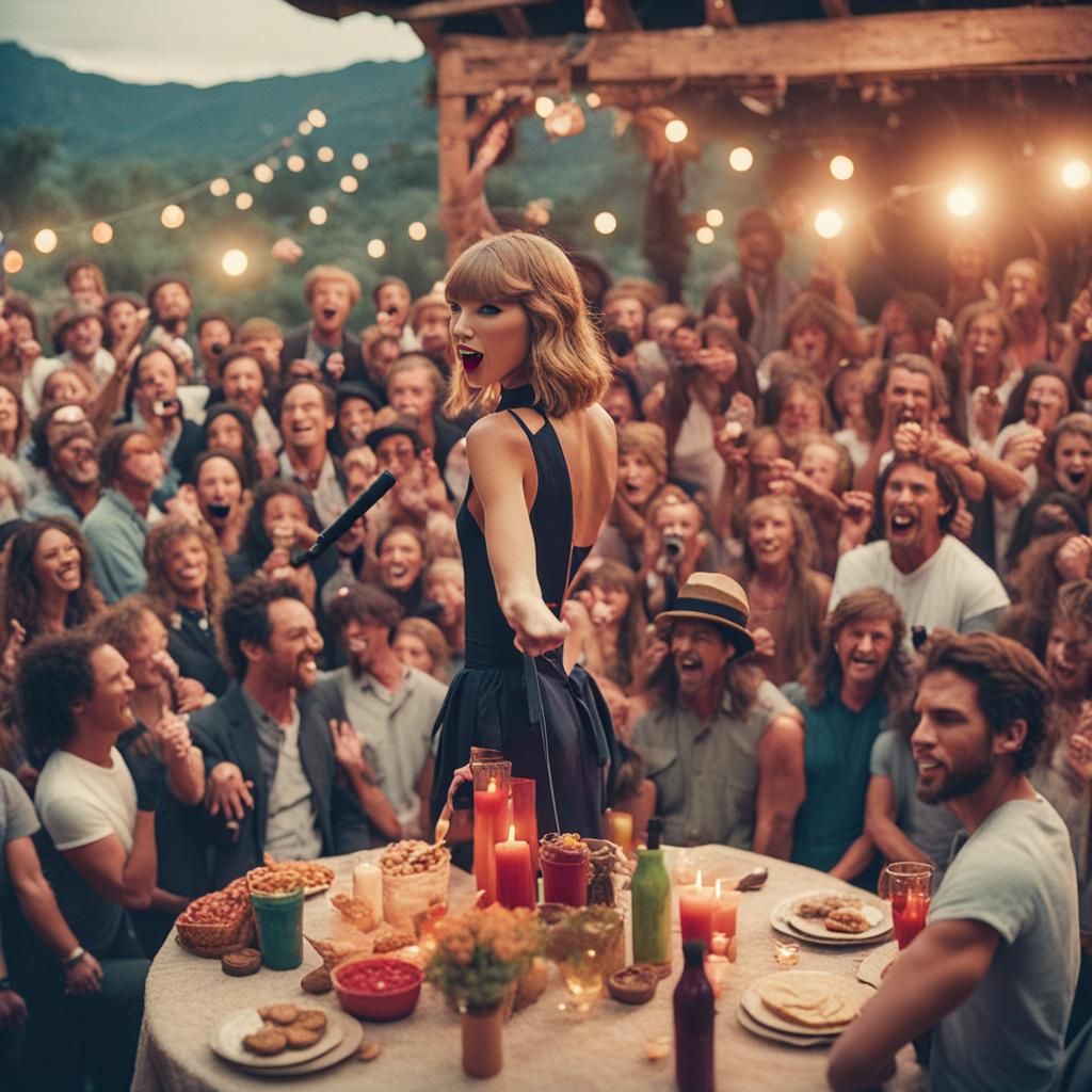 Hacienda Party with Singer on Stage: Cinematic Still