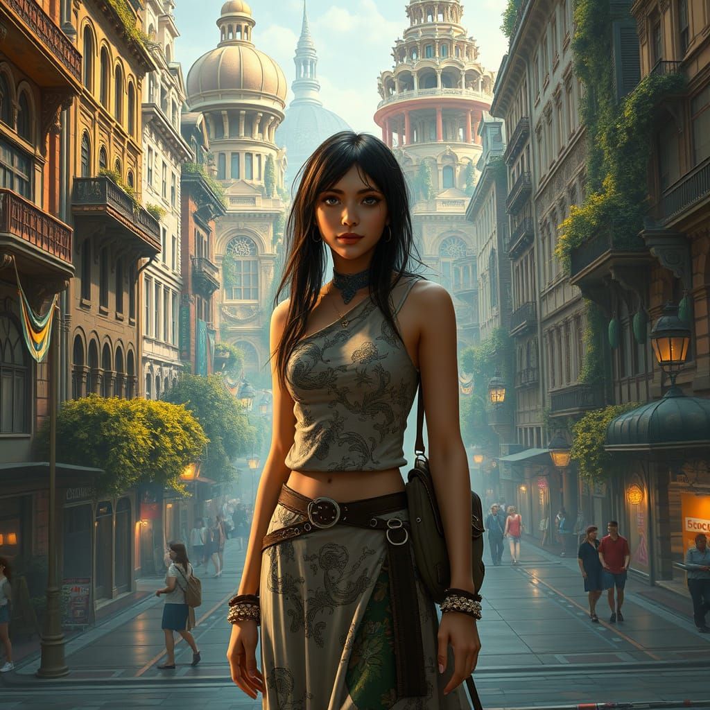 Ethereal City Square in Baroque Style