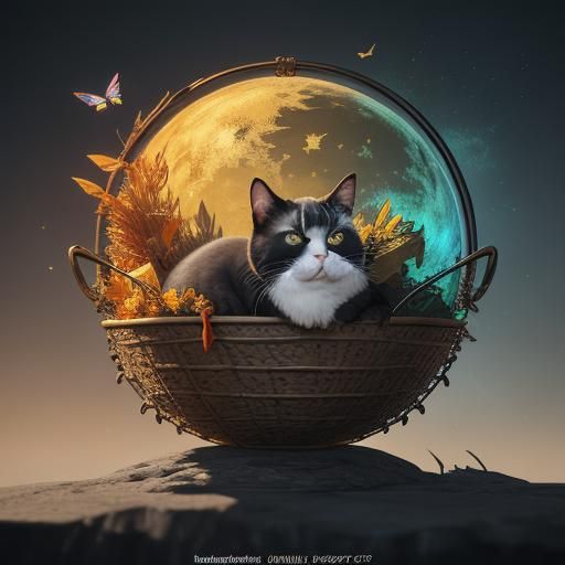 TUXEDO CAT IN BASKET 2