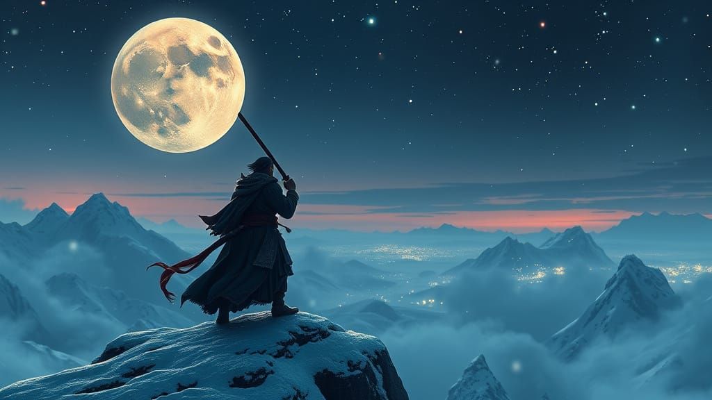 Celestial Samurai on Distant Planet in Hyperrealistic Style