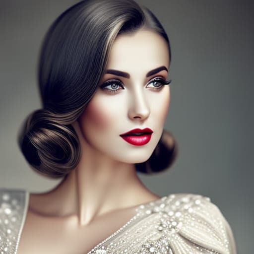 Vintage Beauty with Exquisite Features in HDR