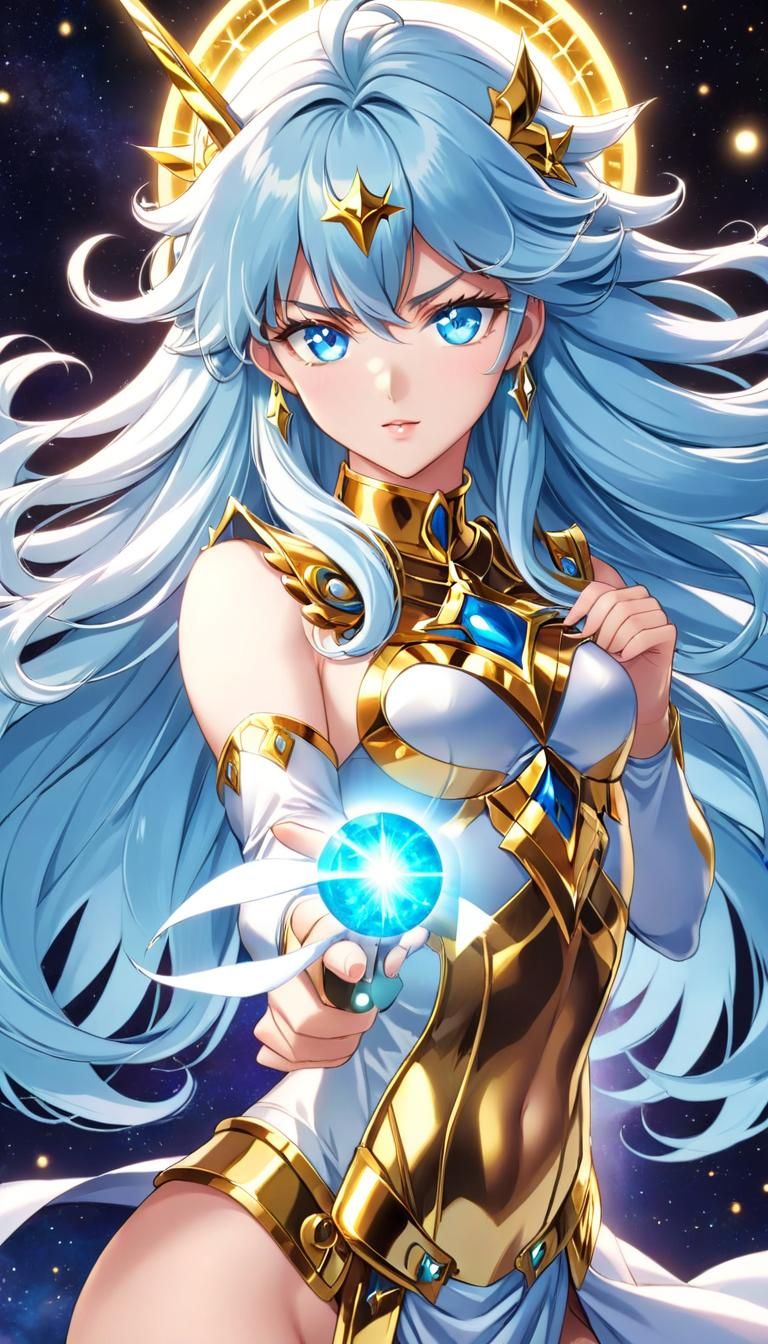 Female Sagittarius Gold Saint in Anime Style