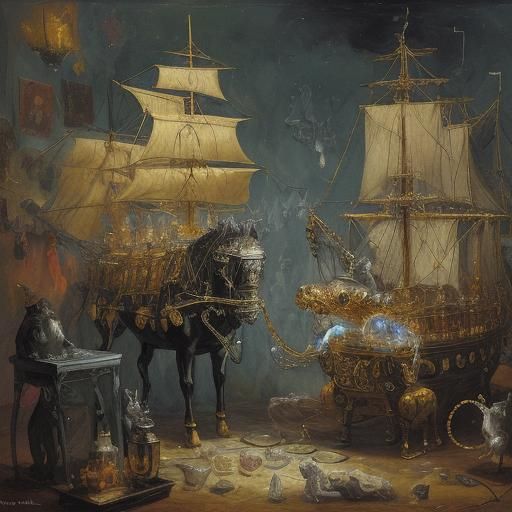 Crystal Ship with Mice and Rats: Expressionist Still Life