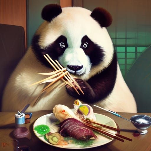 Panda Eats Sashimi: Miyazaki-Inspired Concept Art