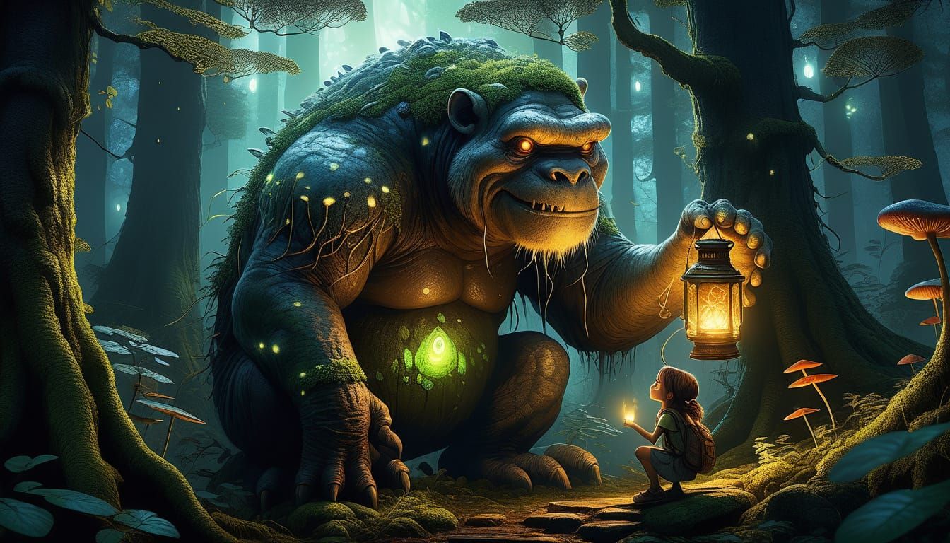 Magical Forest Companions: A Fantasy Illustration