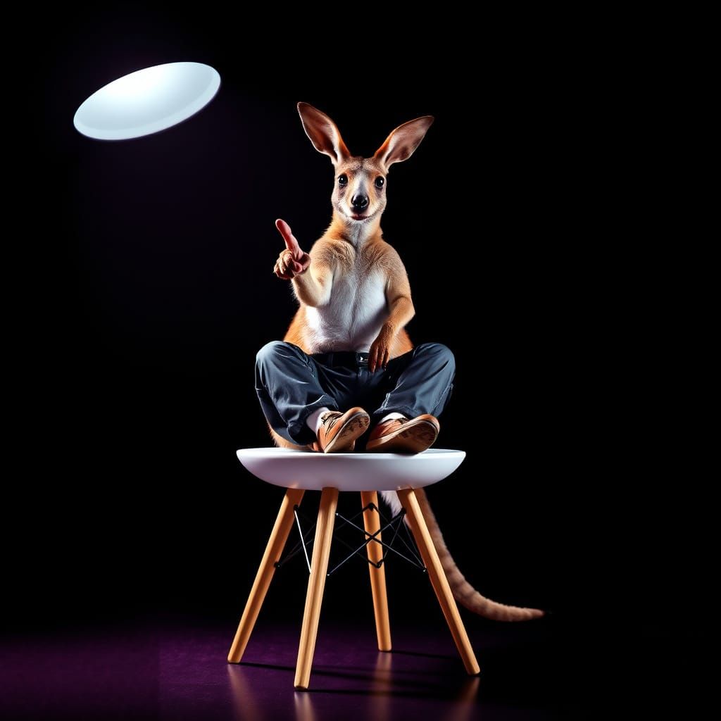 Kangaroo in High-Contrast Pop Art Style