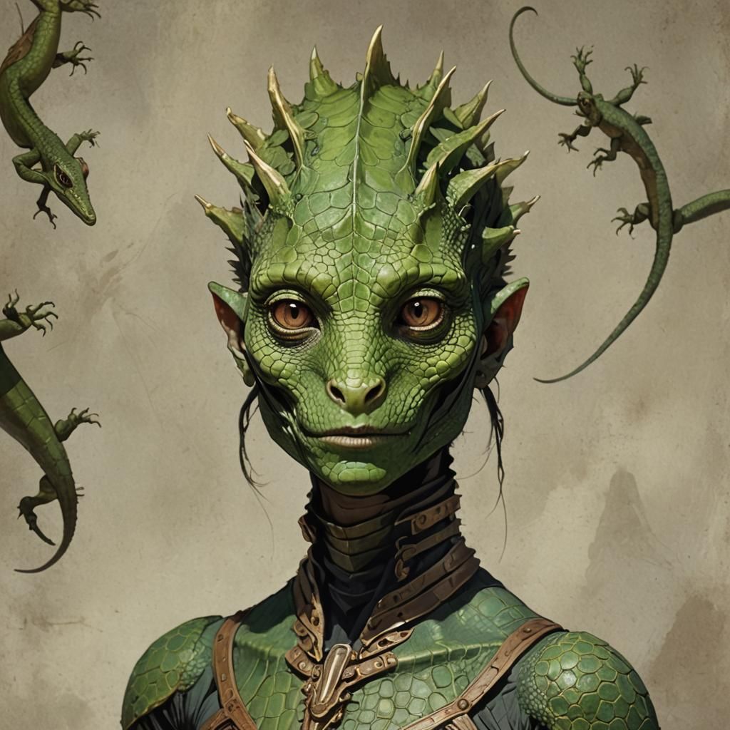 Lizard-Headed Female Human Hybrid