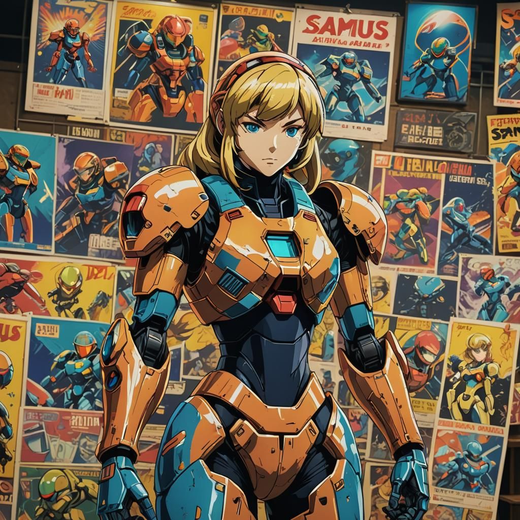 Samus Aran in Sailor Fuku, 90s Anime Style