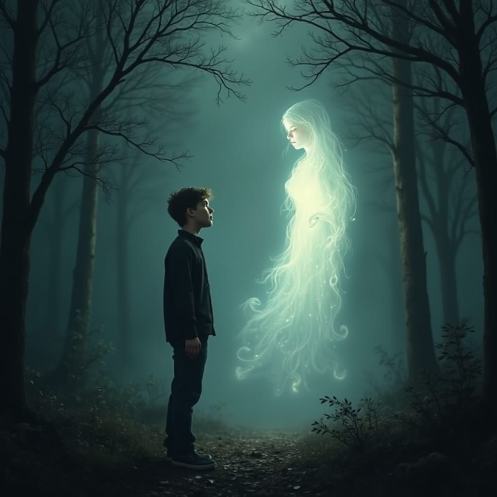 Ethereal Mother's Spirit in Misty Forest