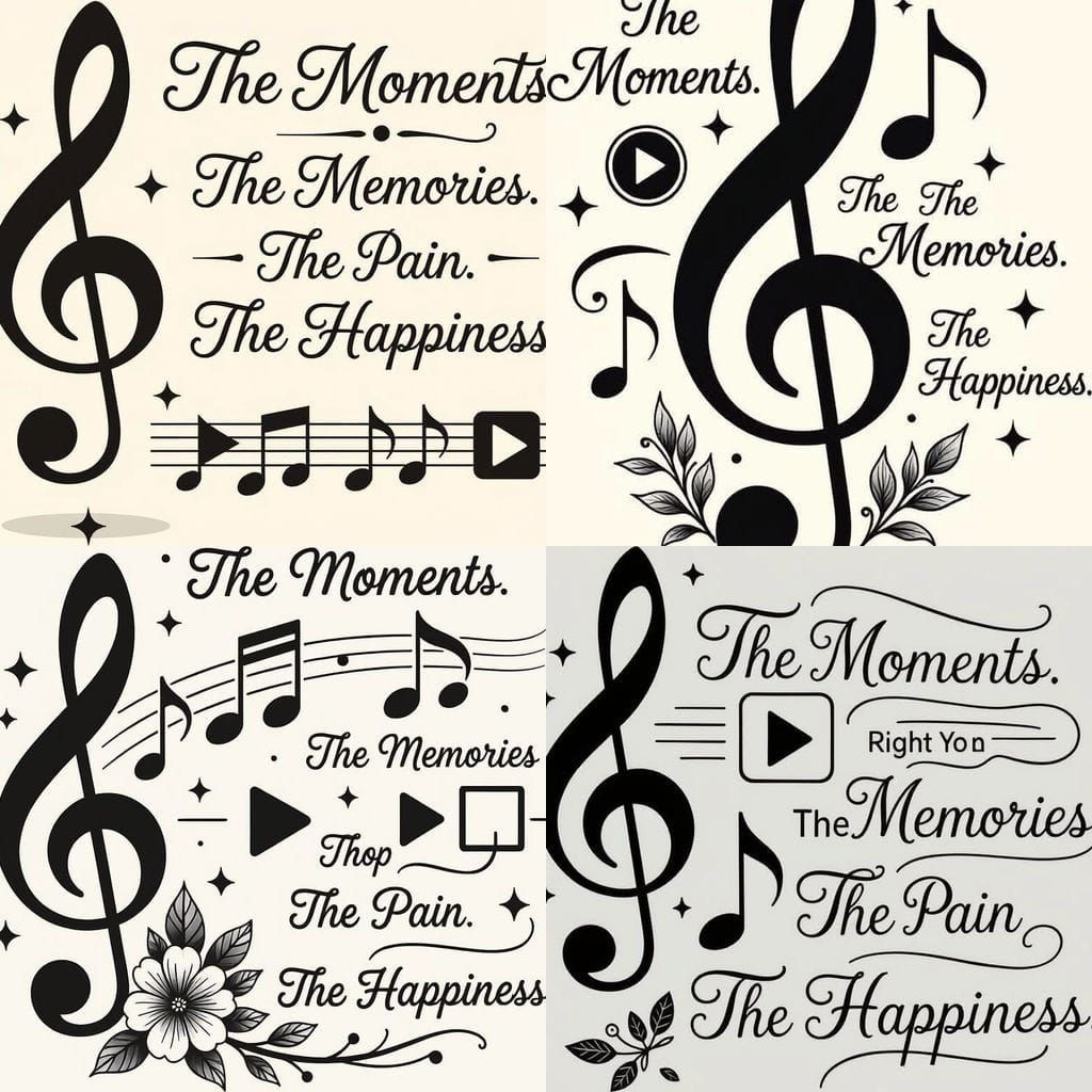 Elegant Music Symbol Tattoo Design with Cursive Text