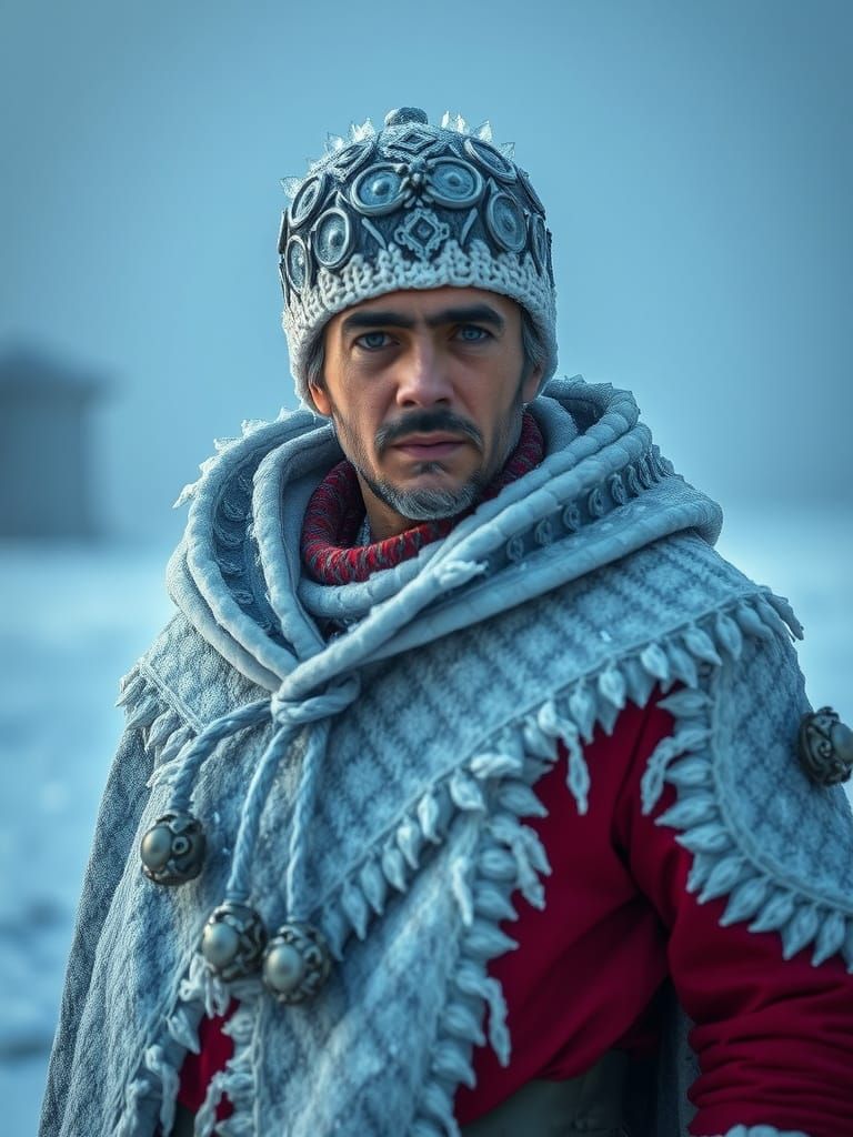 Icy Mexican Man in Hyperrealistic Style