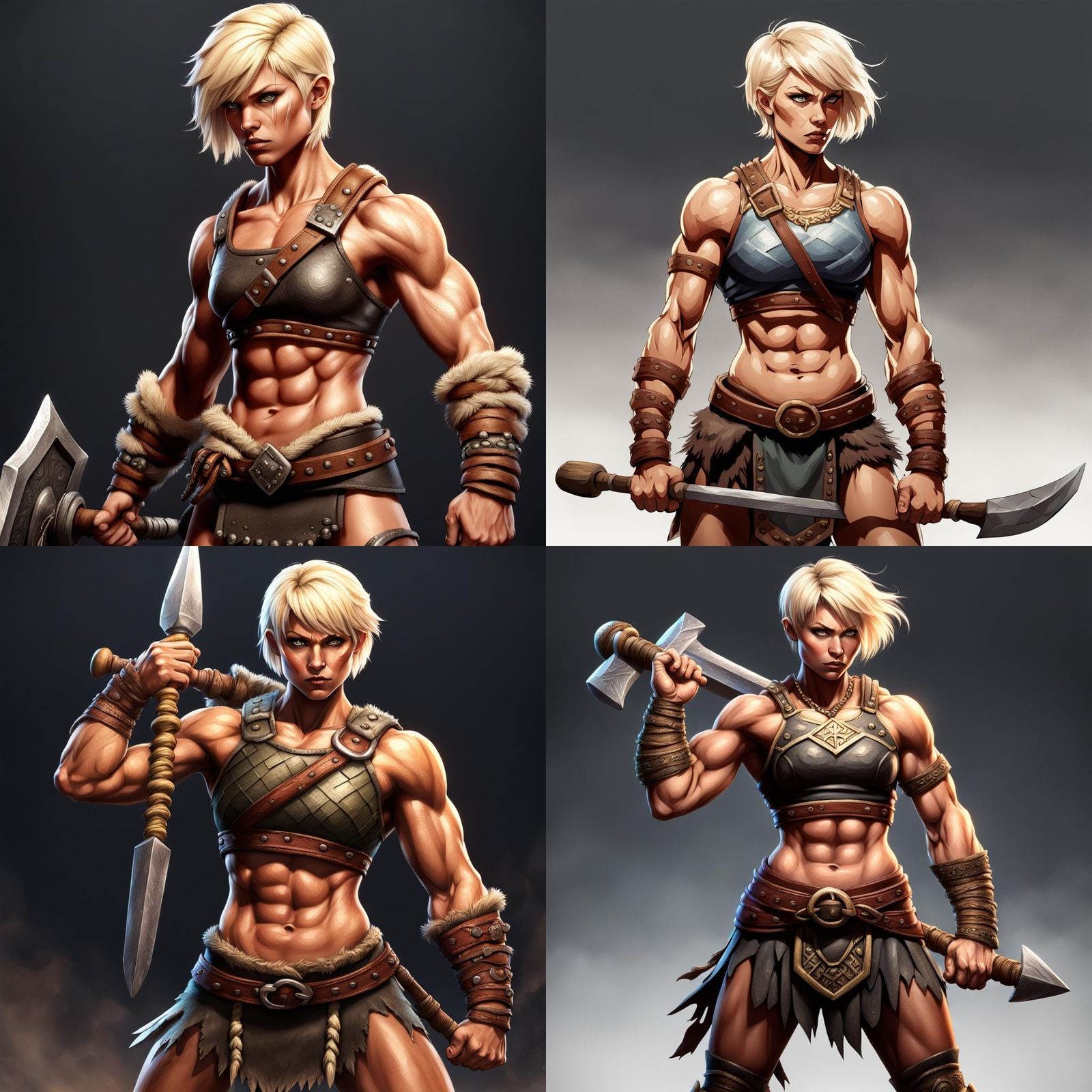 Muscular Female Barbarian with Blonde Hair