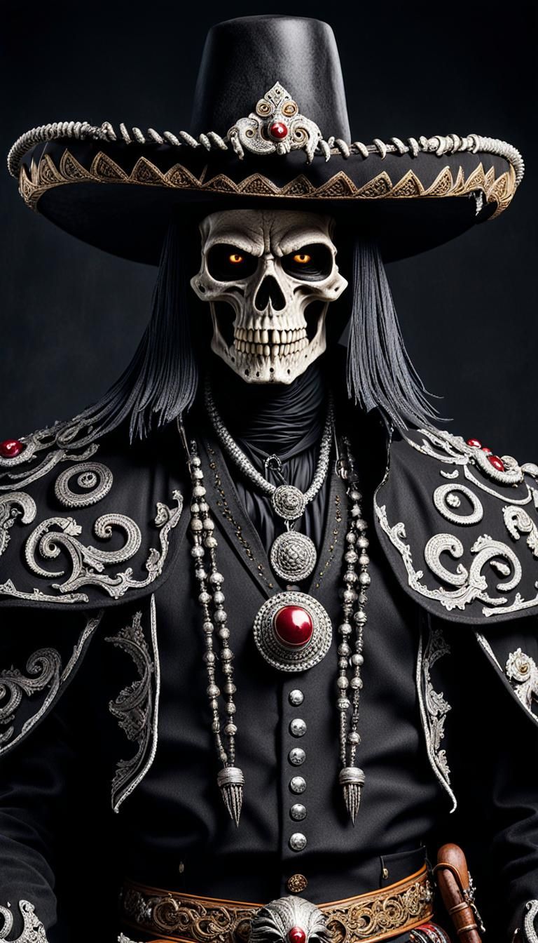 Creepy Skeletal Black Charro Spectre