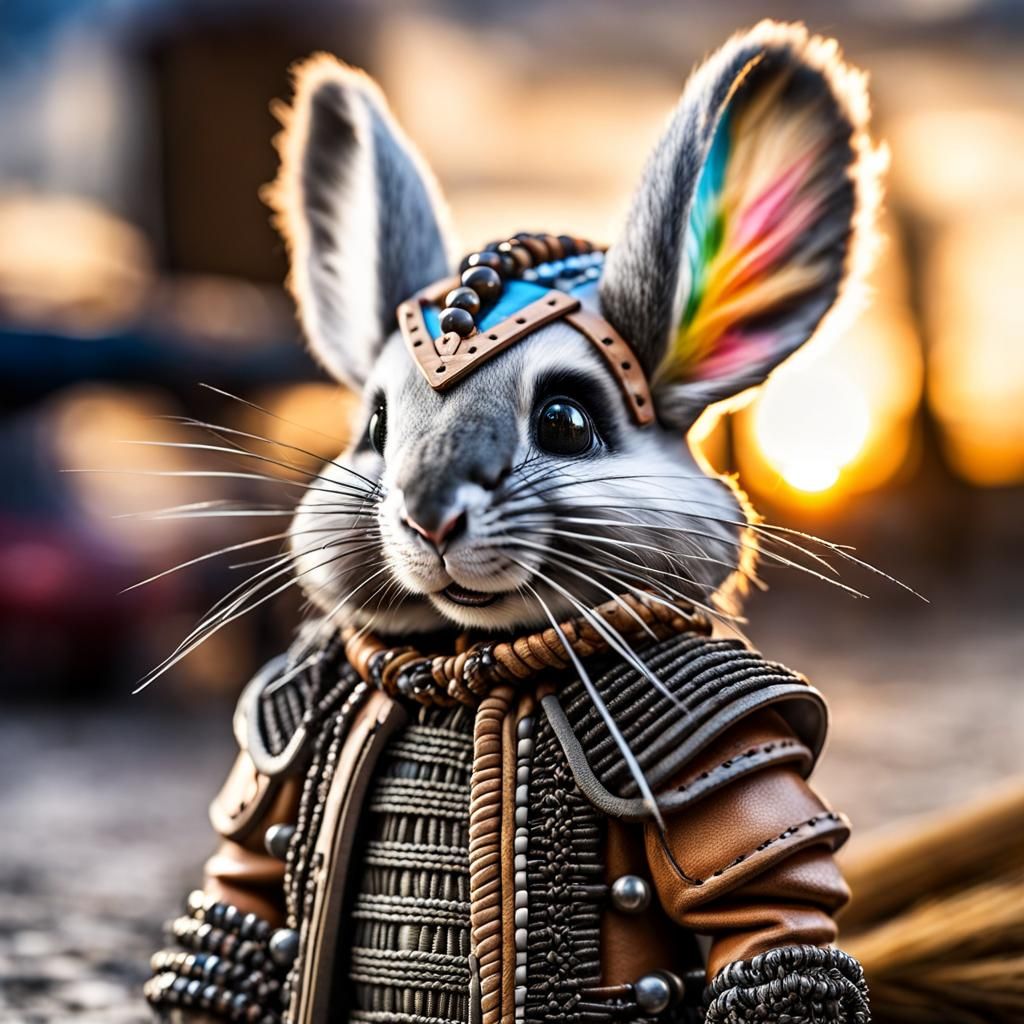 Hip-Hop Chinchilla in Macrame Armor