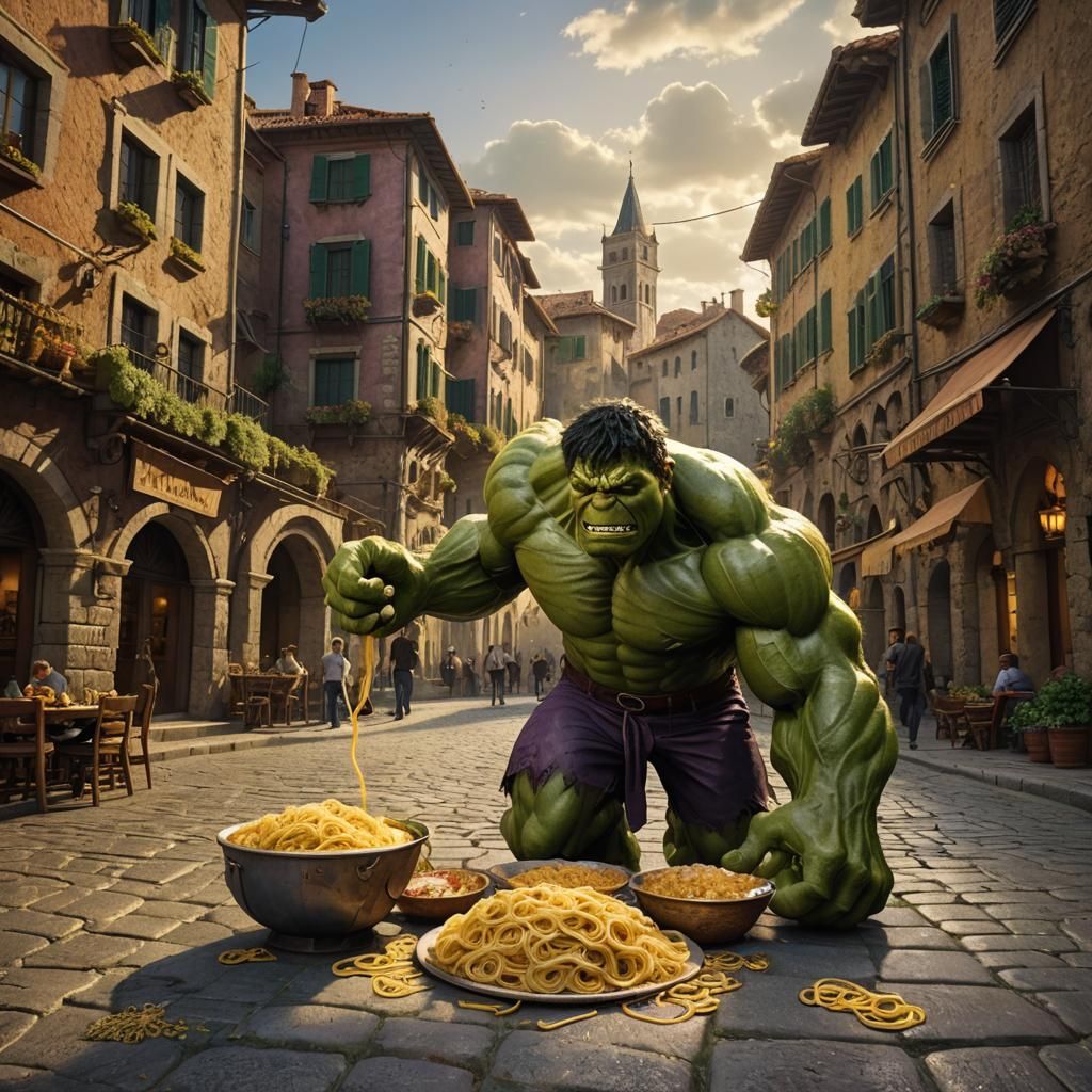 Hulk Eats Spaghetti: A Matte Painting Masterpiece