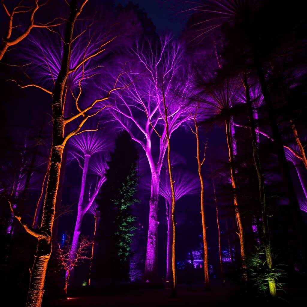 Fluorescent Trees Create Enchanted Forest