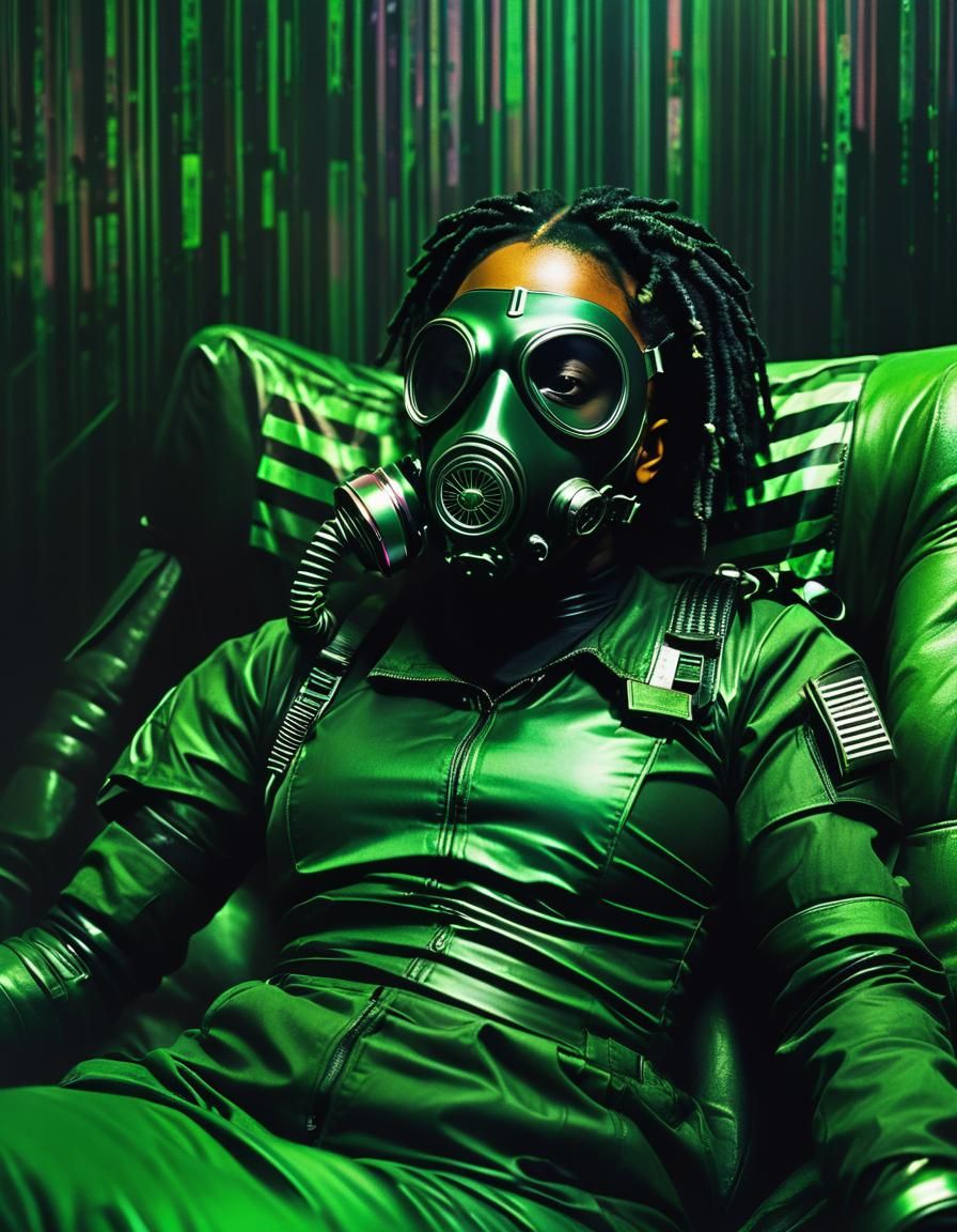 Grunge Cyberpunk Goth Woman with Gas Mask