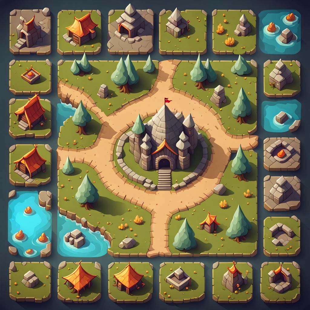 Medieval Fantasy Game Map in Vector Art Style