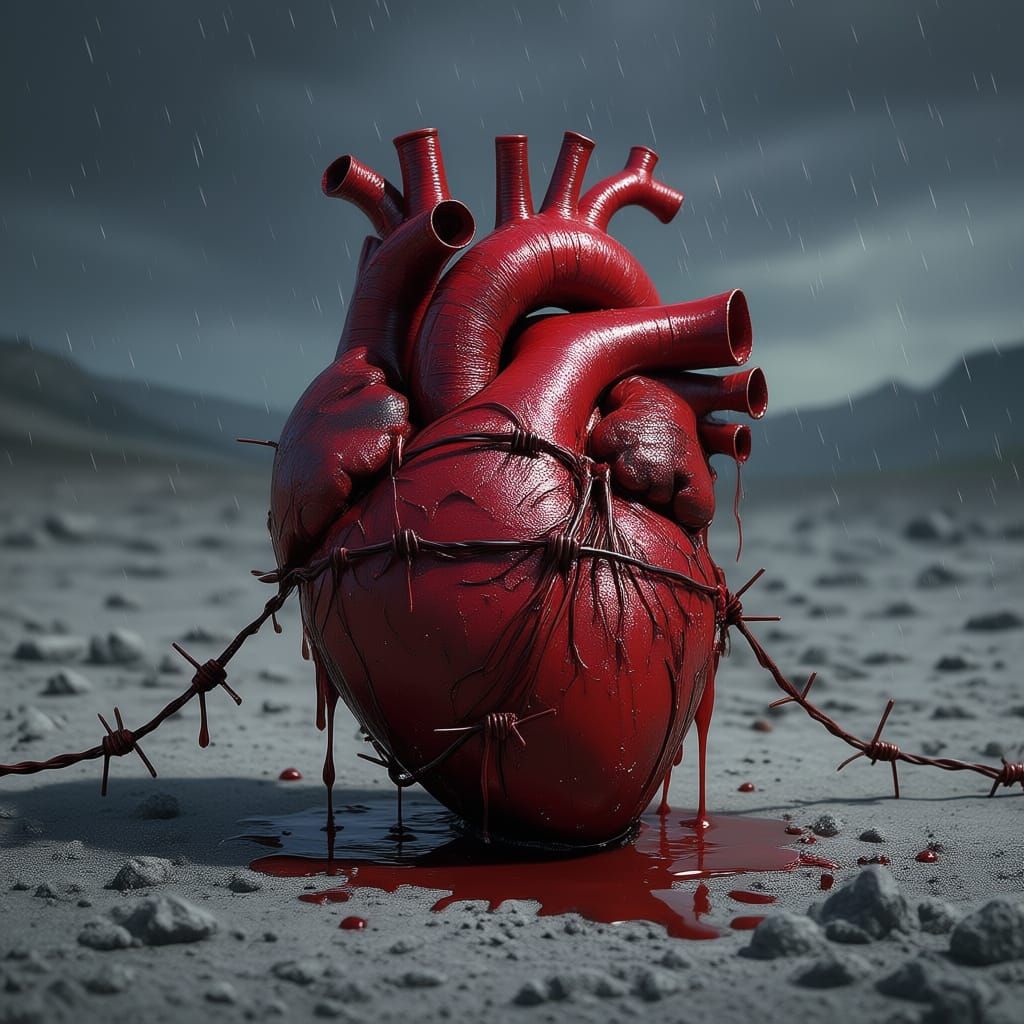 Bleeding Heart Wrapped in Barbed Wire