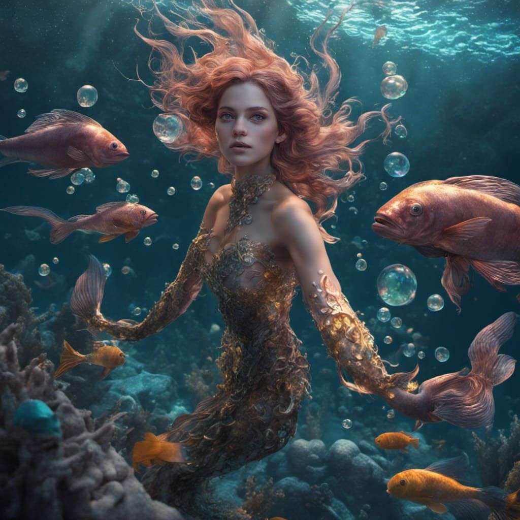 Mermaids in the Deep Sea: A Fantasy Concept