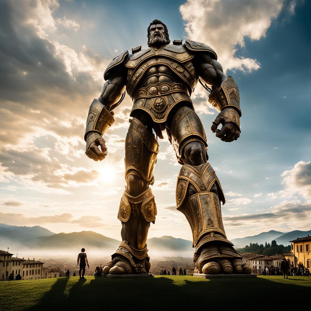 Epic Titans Looming Over Lucca, Cinematic Still