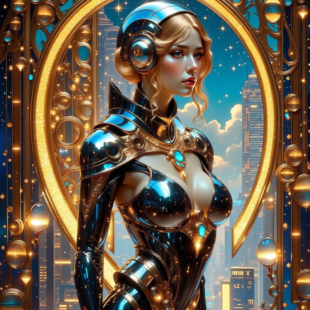 Regal cyberpunk cosmonaut