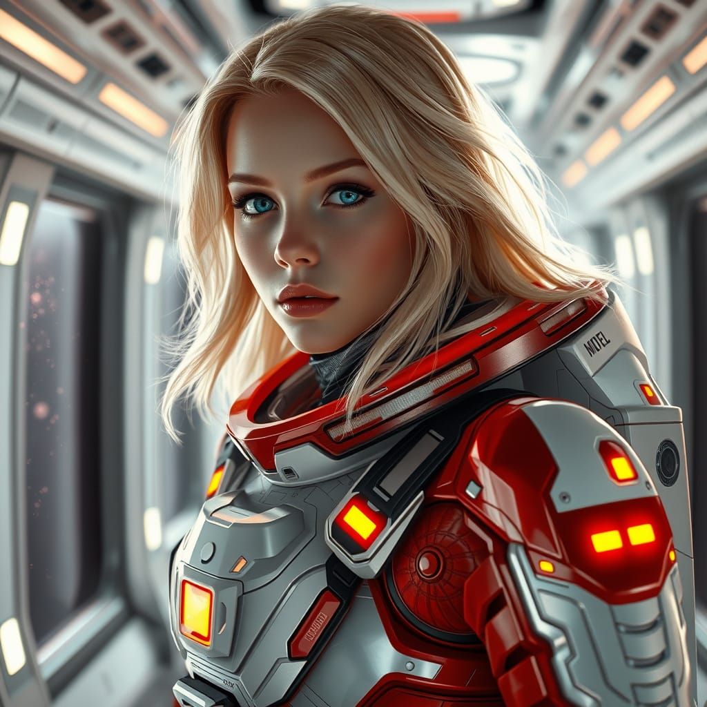 Astronaut in Hyper-Realistic Space Suit, Focused on the Cosm...