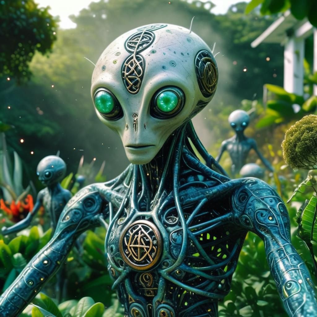 Magical Realism Portrait in a Surreal Alien Garden