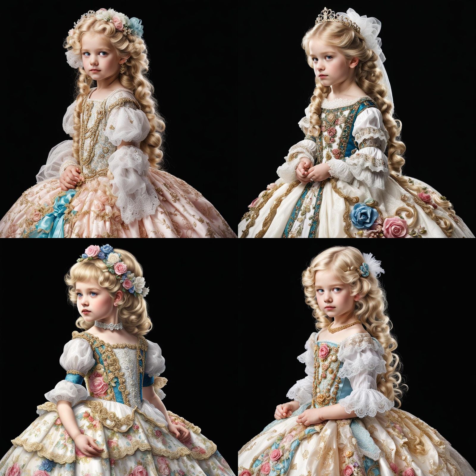 Blonde Princess in Baroque Dress AI Portrait