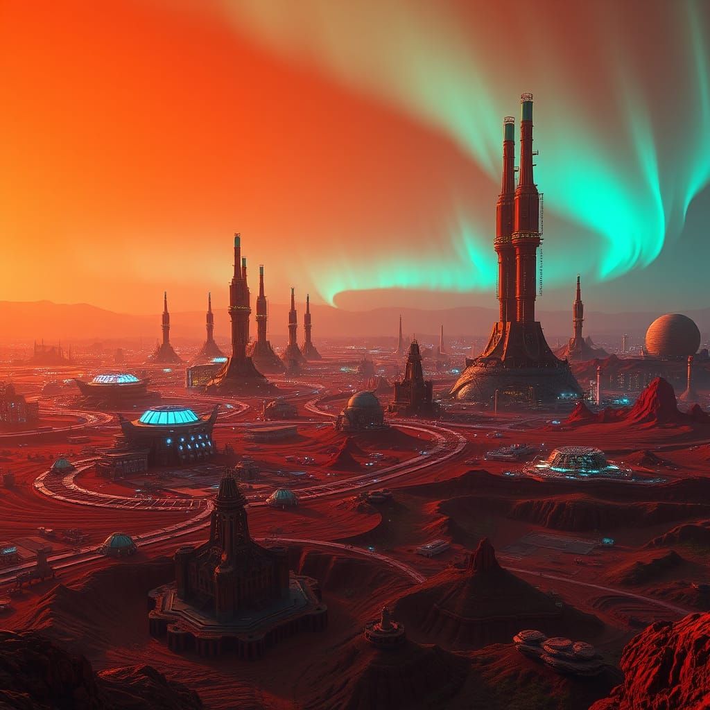 Terraformed Mars Metropolis in Fantasy Concept Art Style