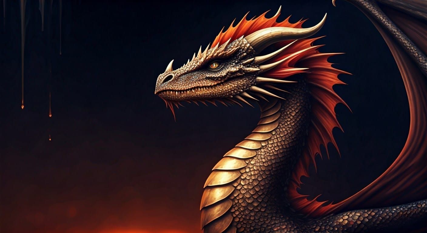 Bioluminescent Dragon Ready for Flight as Surreal Oil Painti...