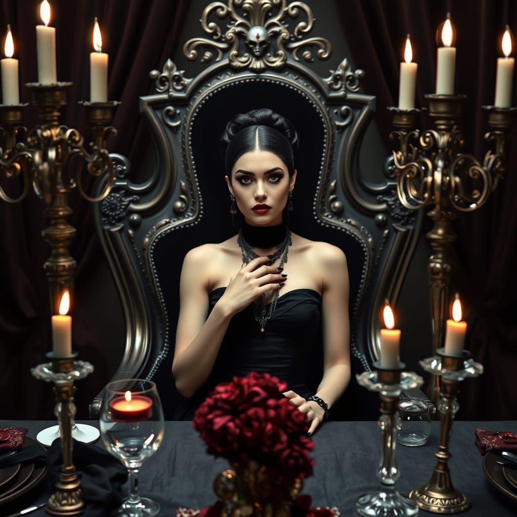Dark Fantasy Woman in Gothic Setting