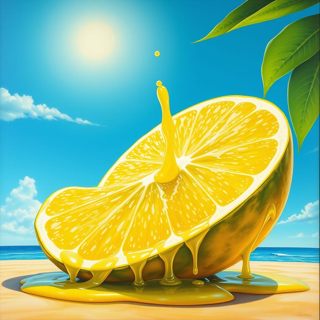 Giant Lime Slice Dripping Juice in Tropical Sun